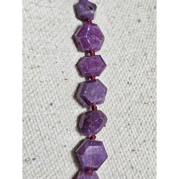 Purple Amethyst Faceted Nugget Bead Necklace Natural Gemstone Boho Statement. - Picture 5 of 7